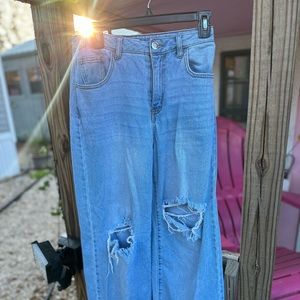 Wide Leg Blue Jeans